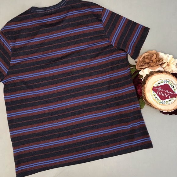‼️ Men’s Steel+Concrete Burgundy/Blue striped tee - Picture 5 of 6